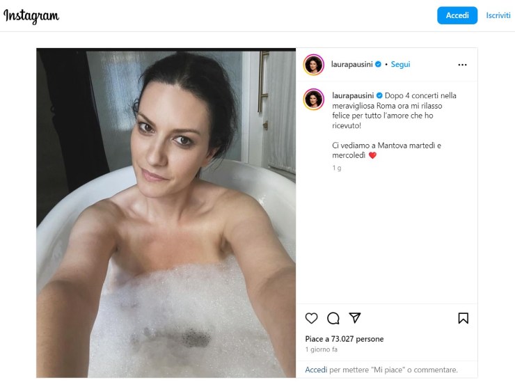 Laura Pausini, vasca da bagno