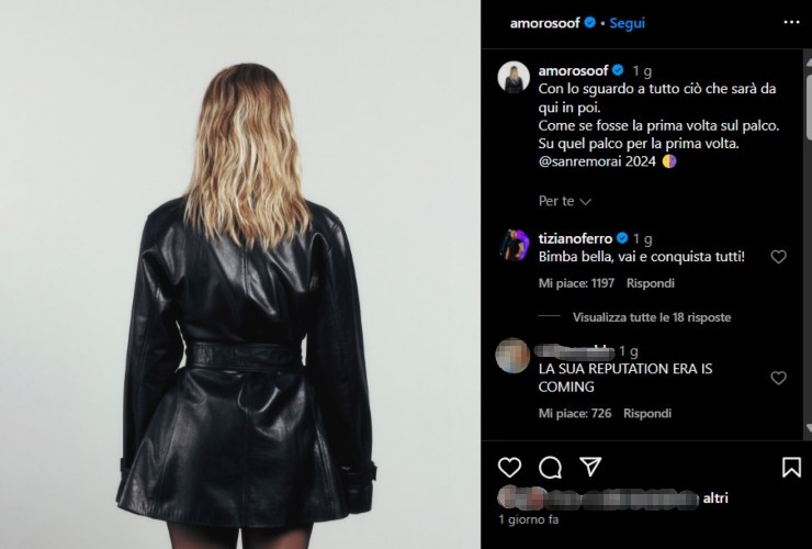 Post Instagram Alessandra Amoroso 